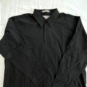 Carlos Devenezia Black Dress Shirt 17 34/35 Formal Button Up